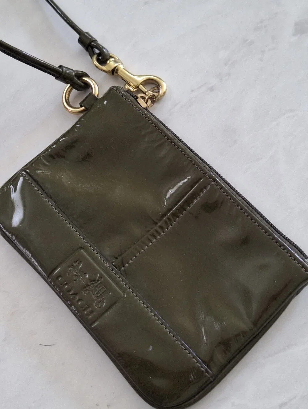 Coach Patent Leather Green Wristlet